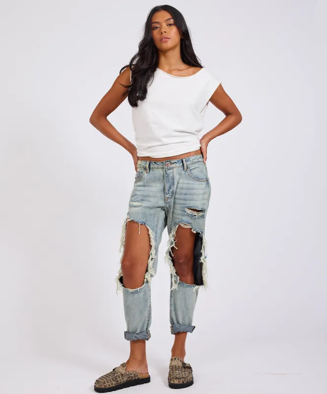 Saints Low Waist Boyfriend Denim Jeans - Montana sold by One Teaspoon