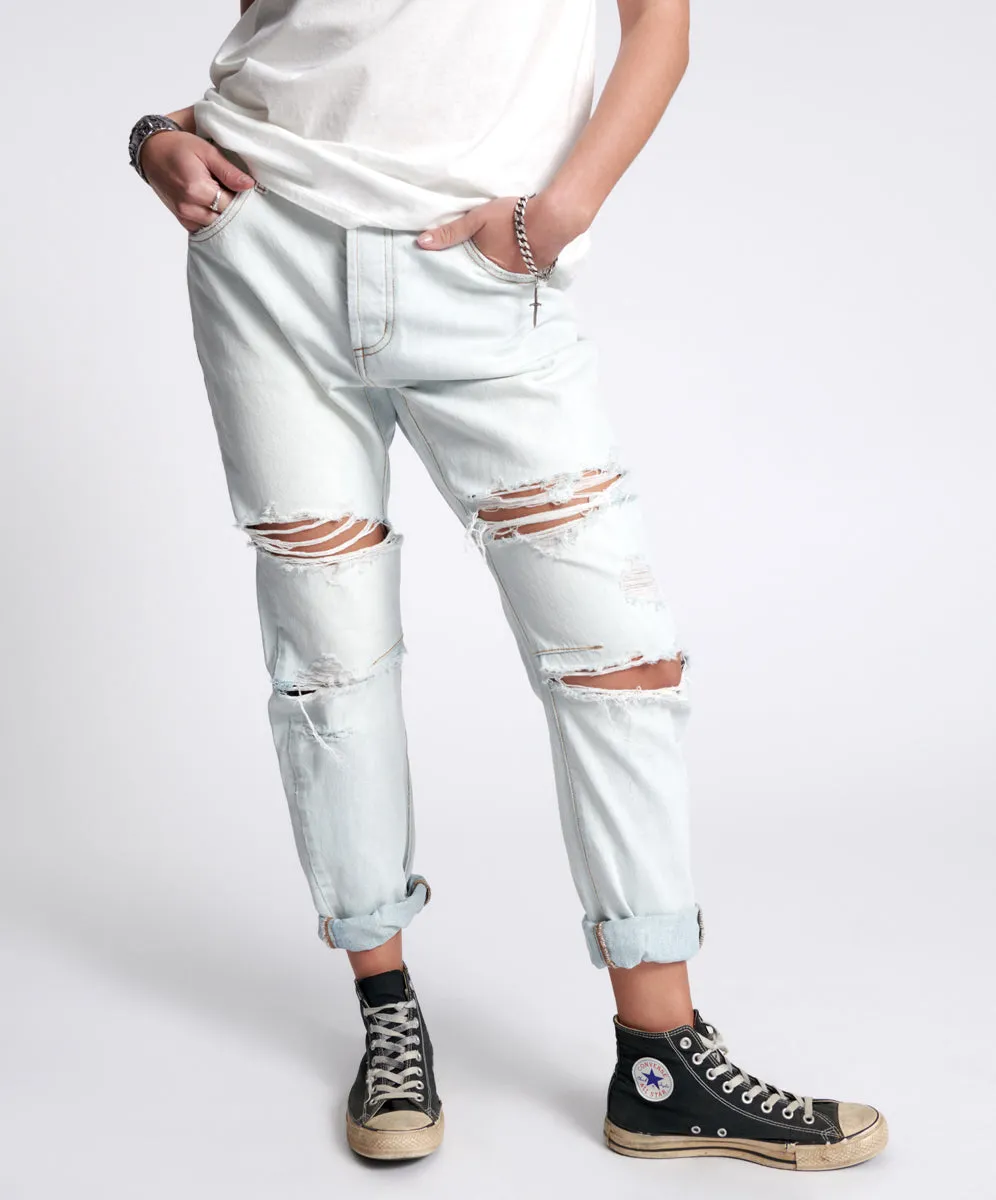 Saints Low Waist Boyfriend Denim Jeans - Brando Blue sold by One Teaspoon product image thumbnail 2