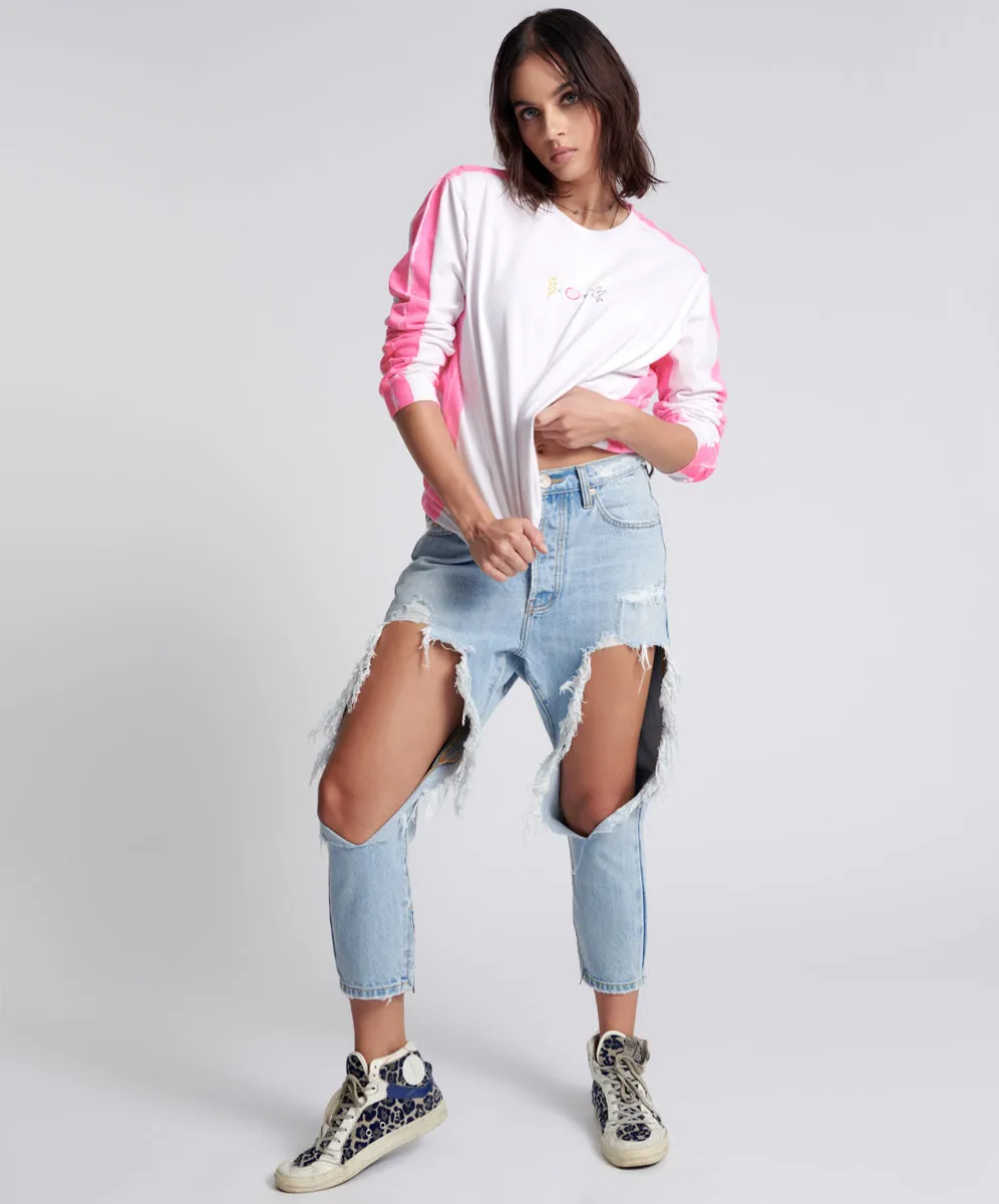 Kingpins Low Waist Cropped Boyfriend Denim Jeans - Fleetwood sold by One Teaspoon product image thumbnail 2