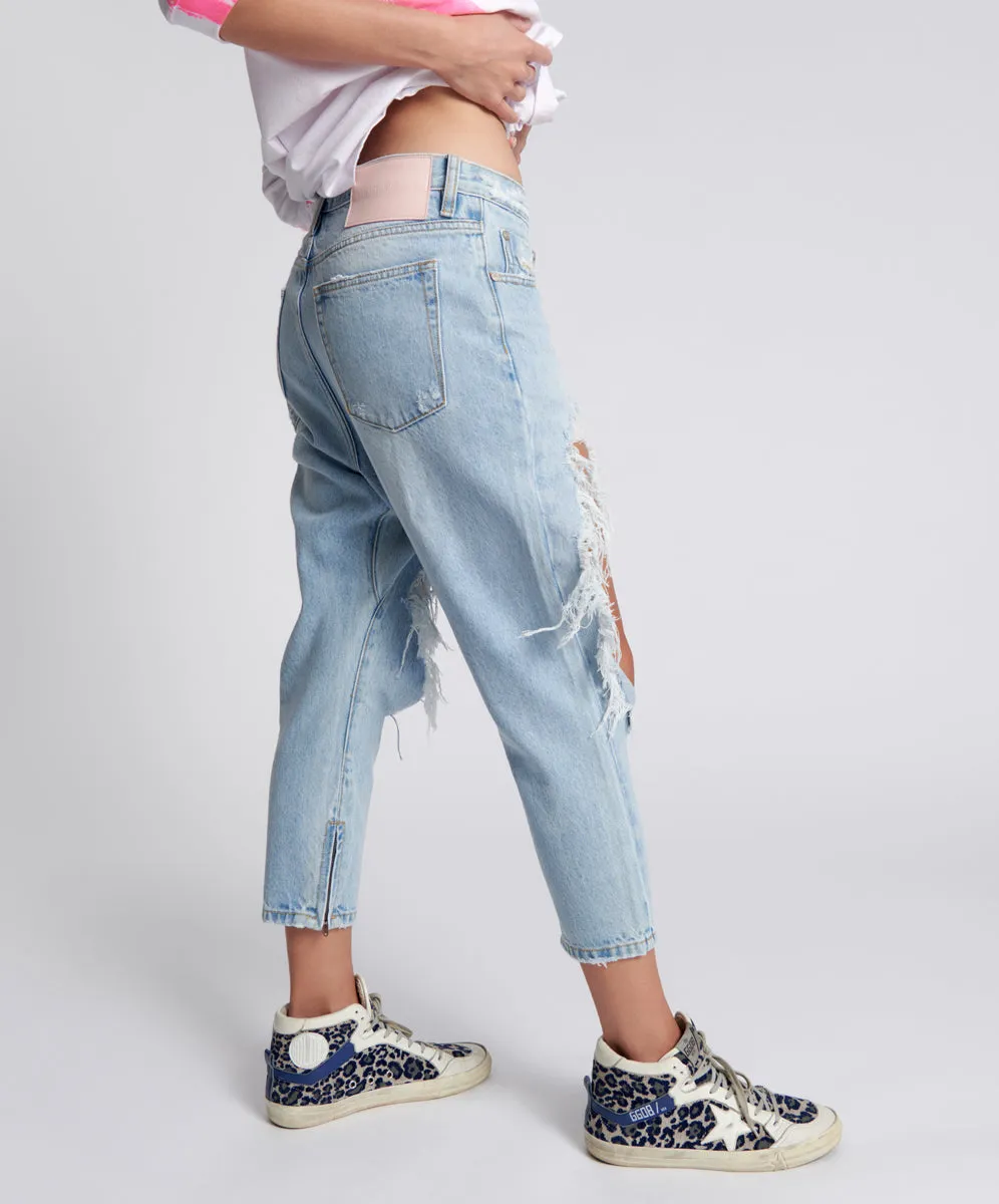 Kingpins Low Waist Cropped Boyfriend Denim Jeans - Fleetwood sold by One Teaspoon product image thumbnail 4