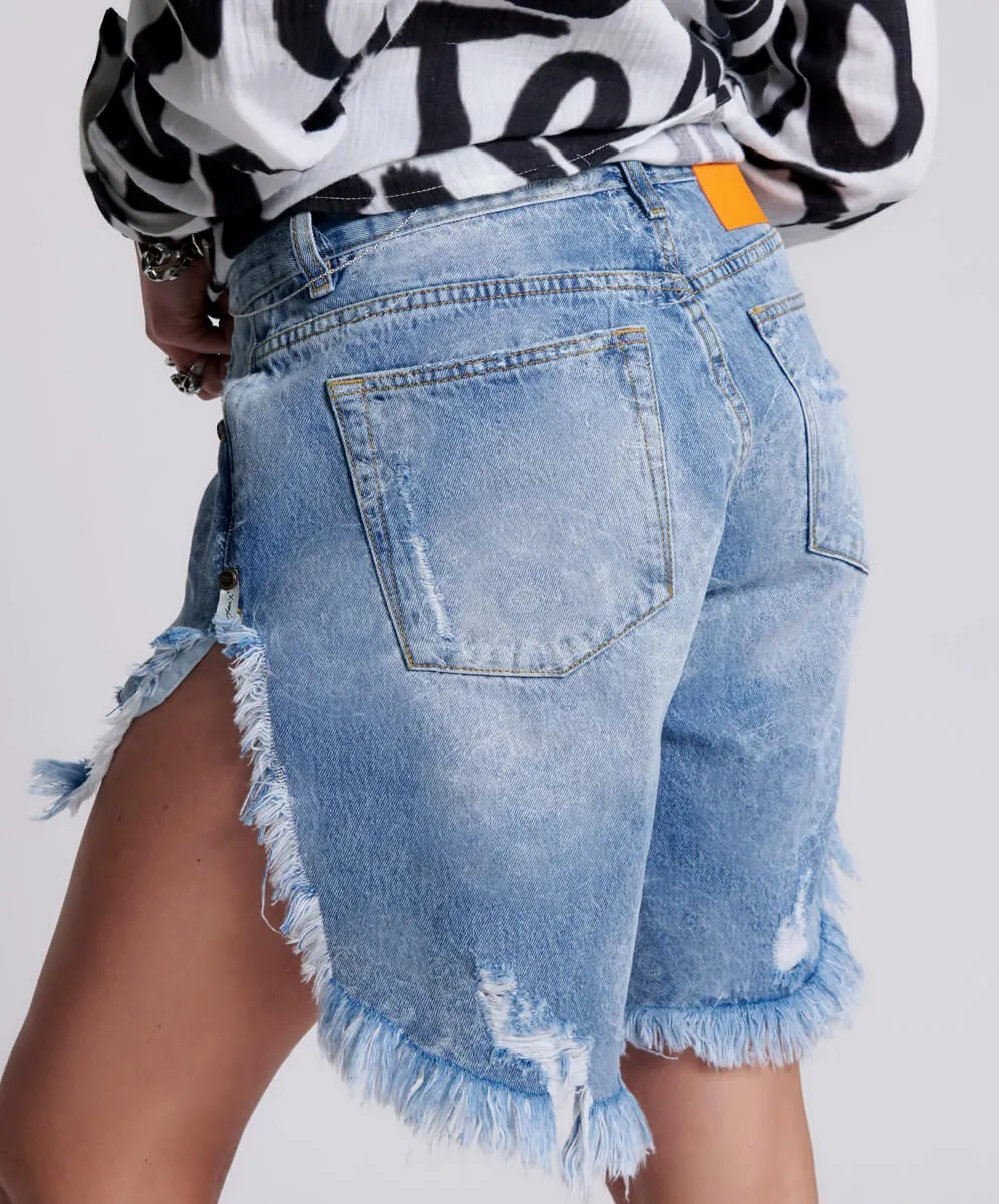 Frankies Low Waist Long Length Denim Shorts - Misty Blue sold by One Teaspoon product image thumbnail 4