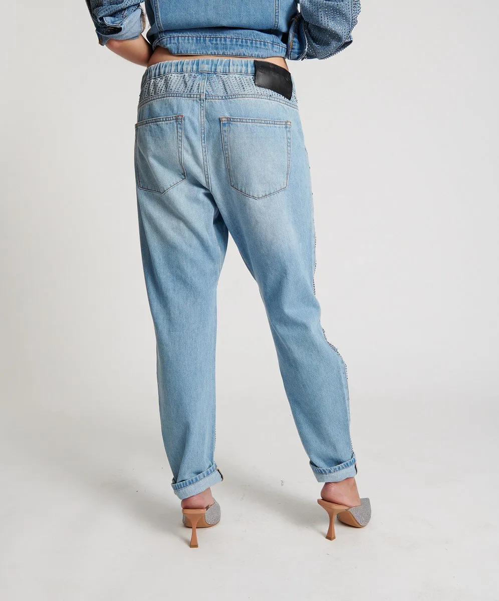 Shabbies Low Waist Drawstring Boyfriend Denim Jeans - Vintage Blue sold by One Teaspoon product image thumbnail 5