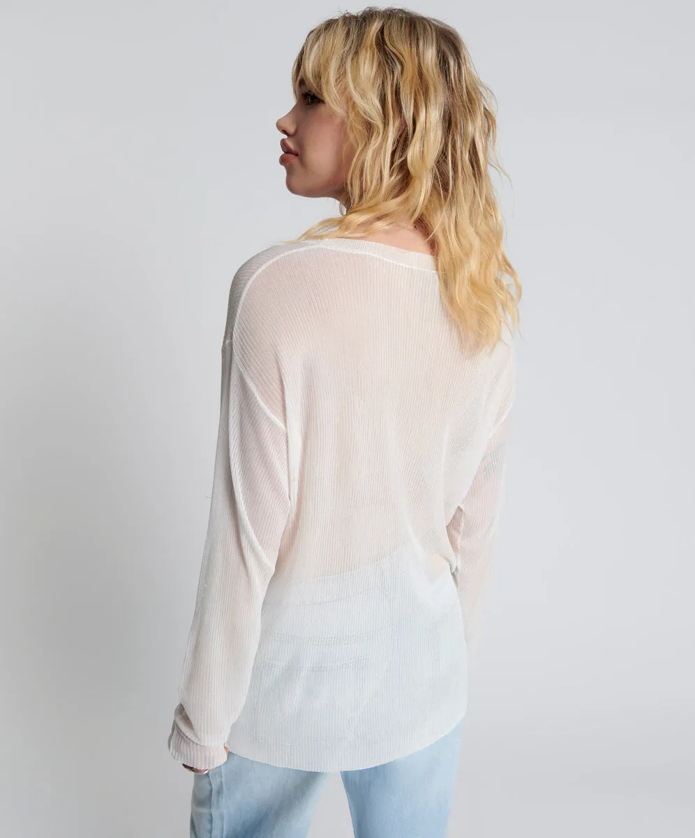 Amity Sheer Rib Knit Top - Off White sold by One Teaspoon product image thumbnail 3