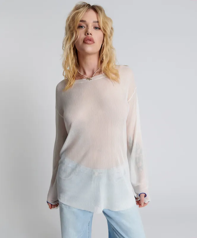 Amity Sheer Rib Knit Top - Off White sold by One Teaspoon