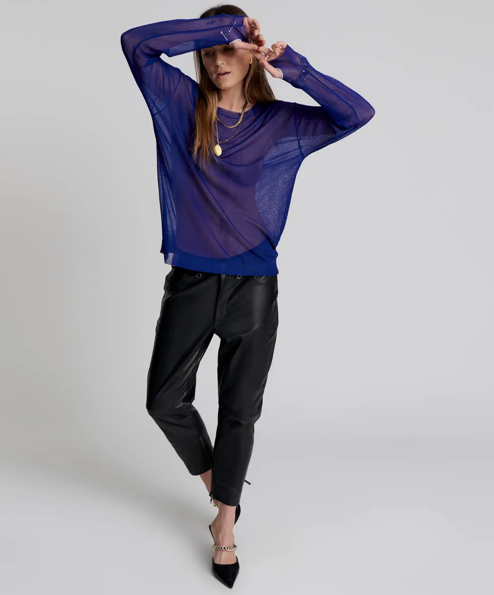 Amity Sheer Rib Longsleeve Sweater - Cobalt sold by One Teaspoon