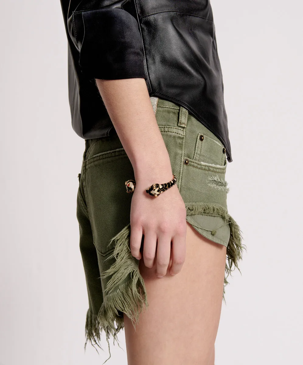 Rollers Low Waist Denim Shorts - Military Khaki sold by One Teaspoon product image thumbnail 5