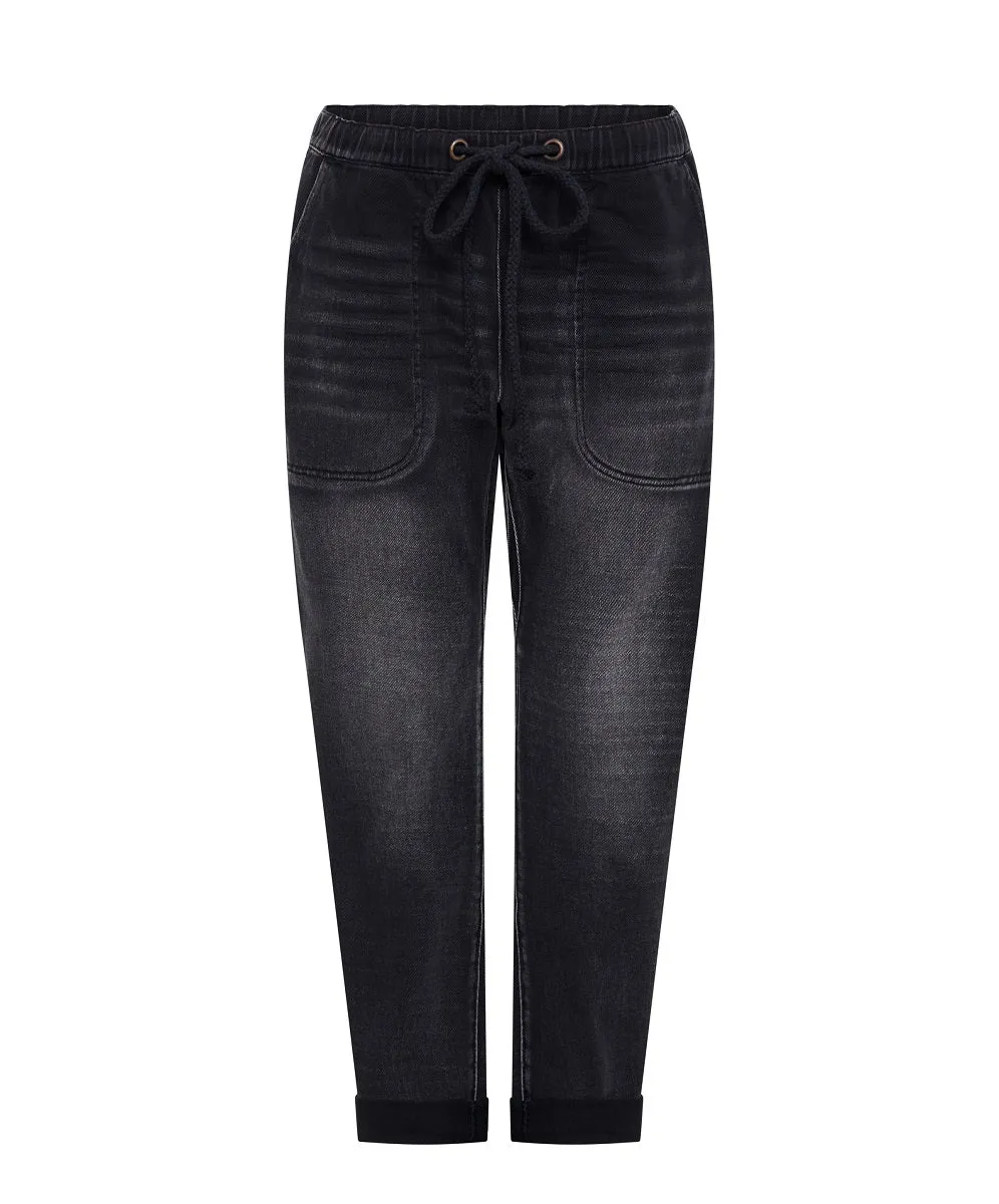 Shabbies Low Waist Drawstring Boyfriend Denim Jeans - Faded Black sold by One Teaspoon product image thumbnail 5