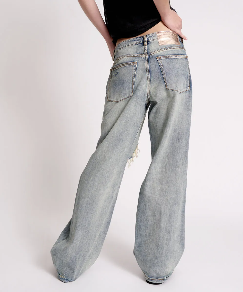 Jackson Mid Waist Wide Leg Denim Jeans - Old Blue sold by One Teaspoon product image thumbnail 5