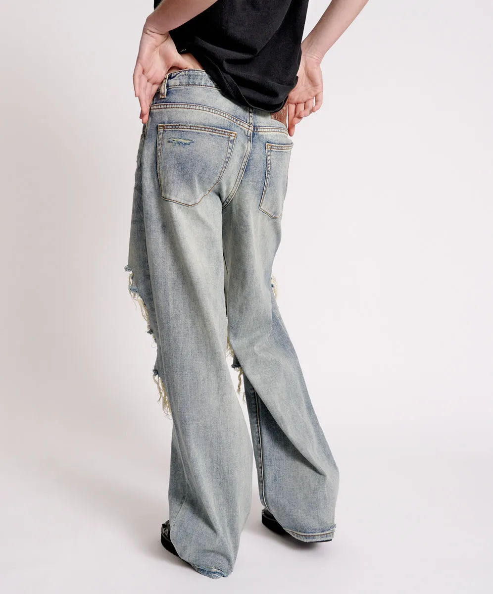 Jackson Mid Waist Wide Leg Denim Jeans - Old Blue sold by One Teaspoon product image thumbnail 4