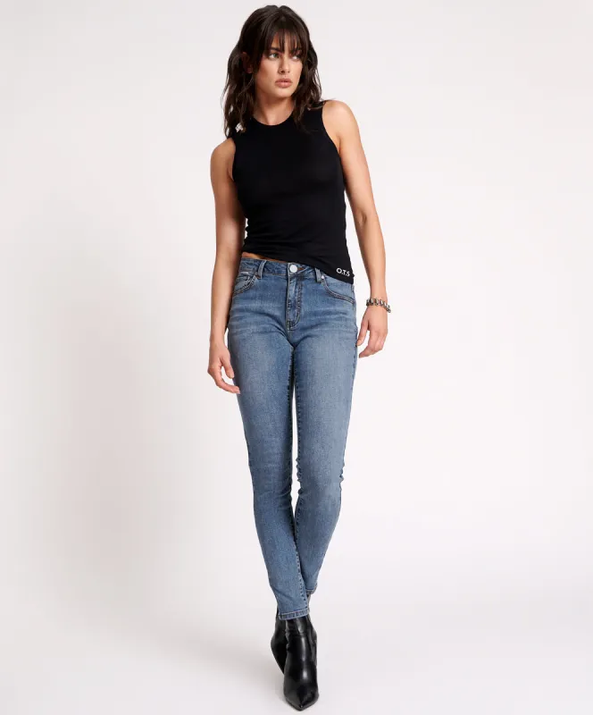 Freebirds High Waist Rigid Skinny Denim Jeans - Classic Blue sold by One Teaspoon