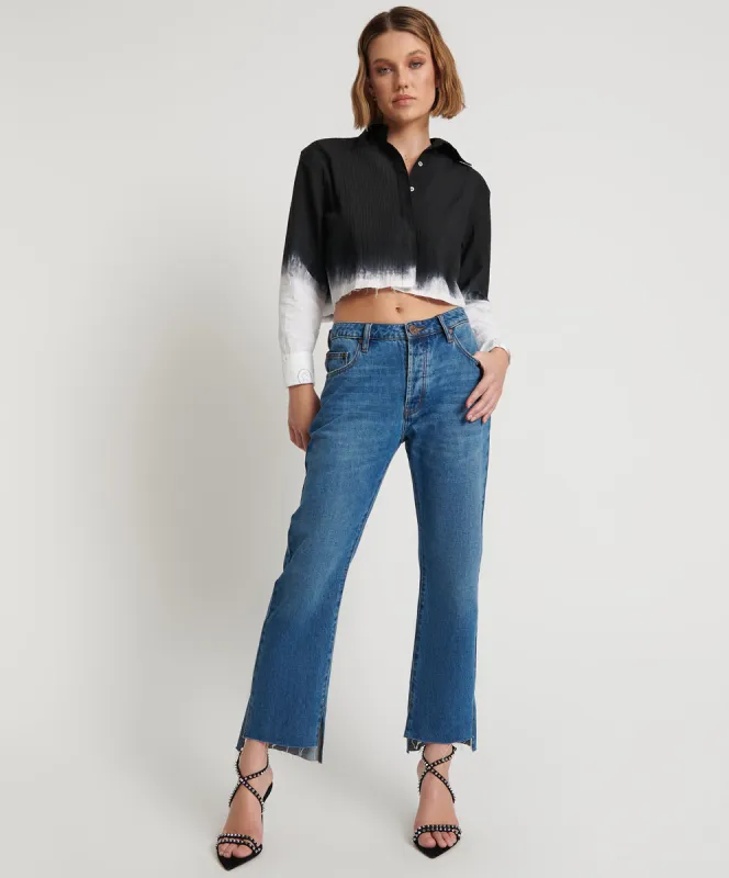 Hooligans Low Waist Relaxed Straight Leg Denim Jeans - Bay Blue sold by One Teaspoon