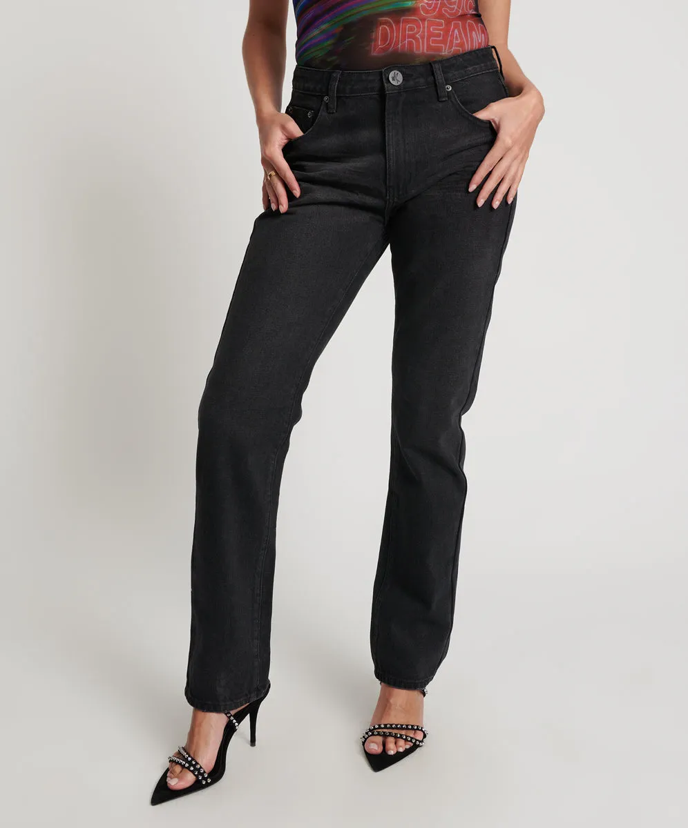 Truckers Mid Waist Straight Leg Denim Jeans - Black Oak sold by One Teaspoon product image thumbnail 2