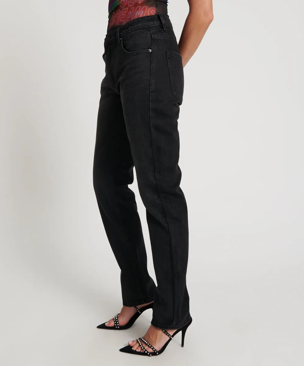 Truckers Mid Waist Straight Leg Denim Jeans - Black Oak sold by One Teaspoon product image thumbnail 3