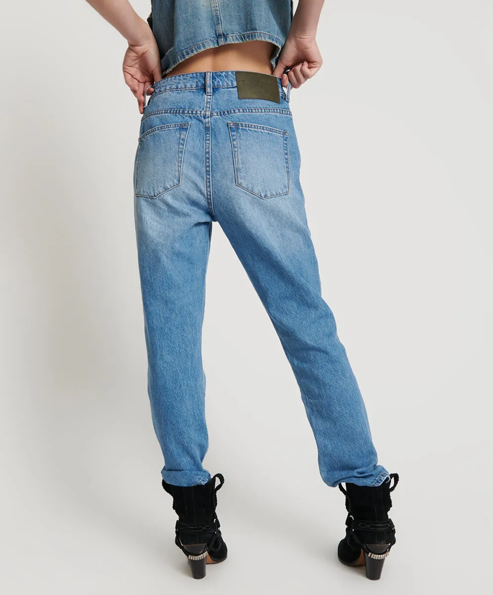 Awesome Baggies High Waist Straight Leg Denim Jeans - Ciao Blue sold by One Teaspoon product image thumbnail 4