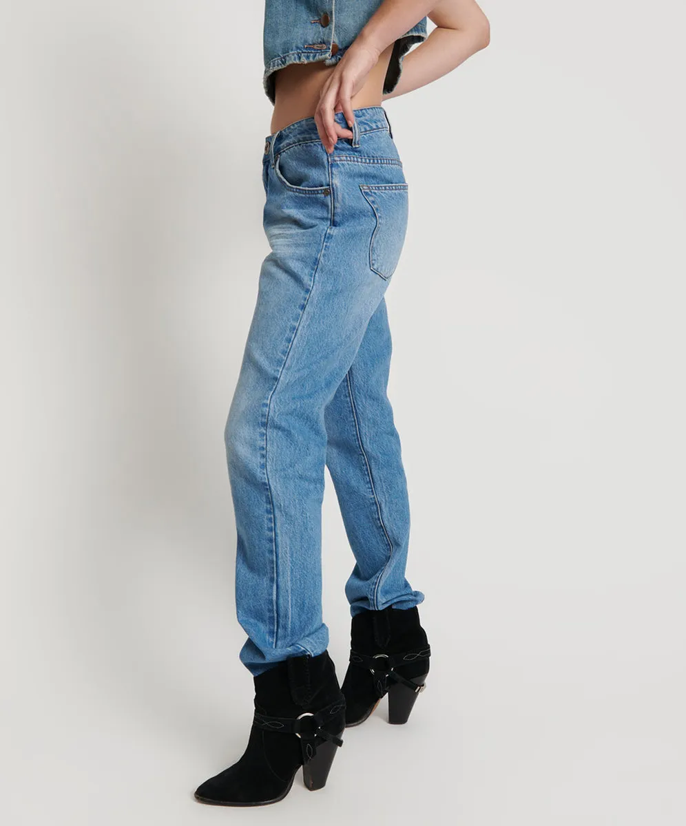 Awesome Baggies High Waist Straight Leg Denim Jeans - Ciao Blue sold by One Teaspoon product image thumbnail 3