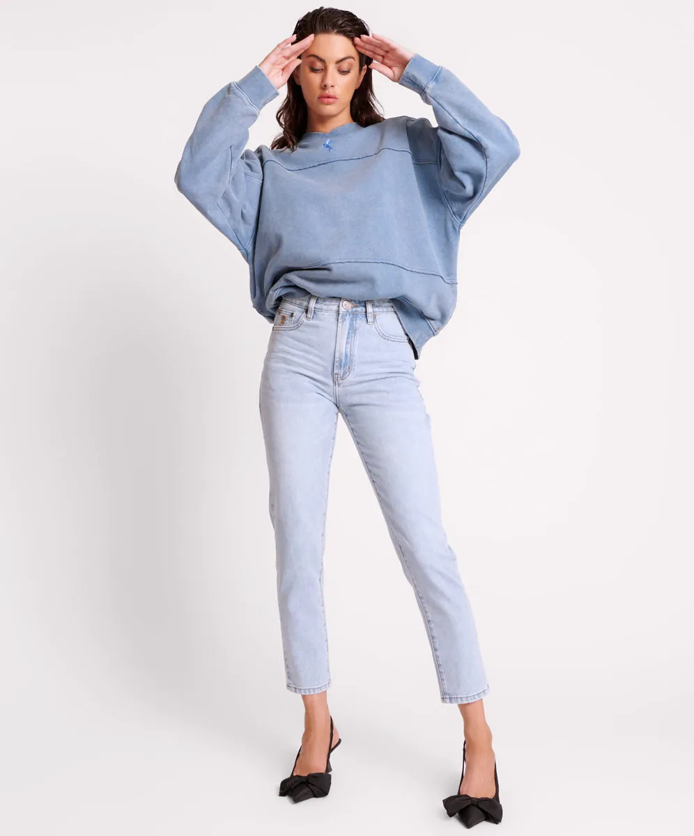 Legends High Waist Straight Leg Denim Jeans - Blue Latte sold by One Teaspoon