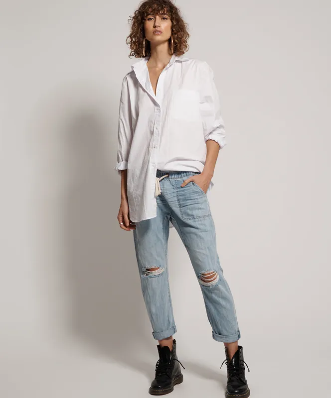 Shabbies Drawstring Boyfriend Jean - Hustler Blue sold by One Teaspoon