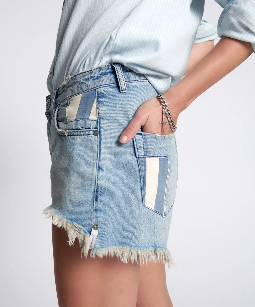 JAILBIRD LE WOLVES MID WAIST DENIM SHORTS sold by One Teaspoon product image thumbnail 3