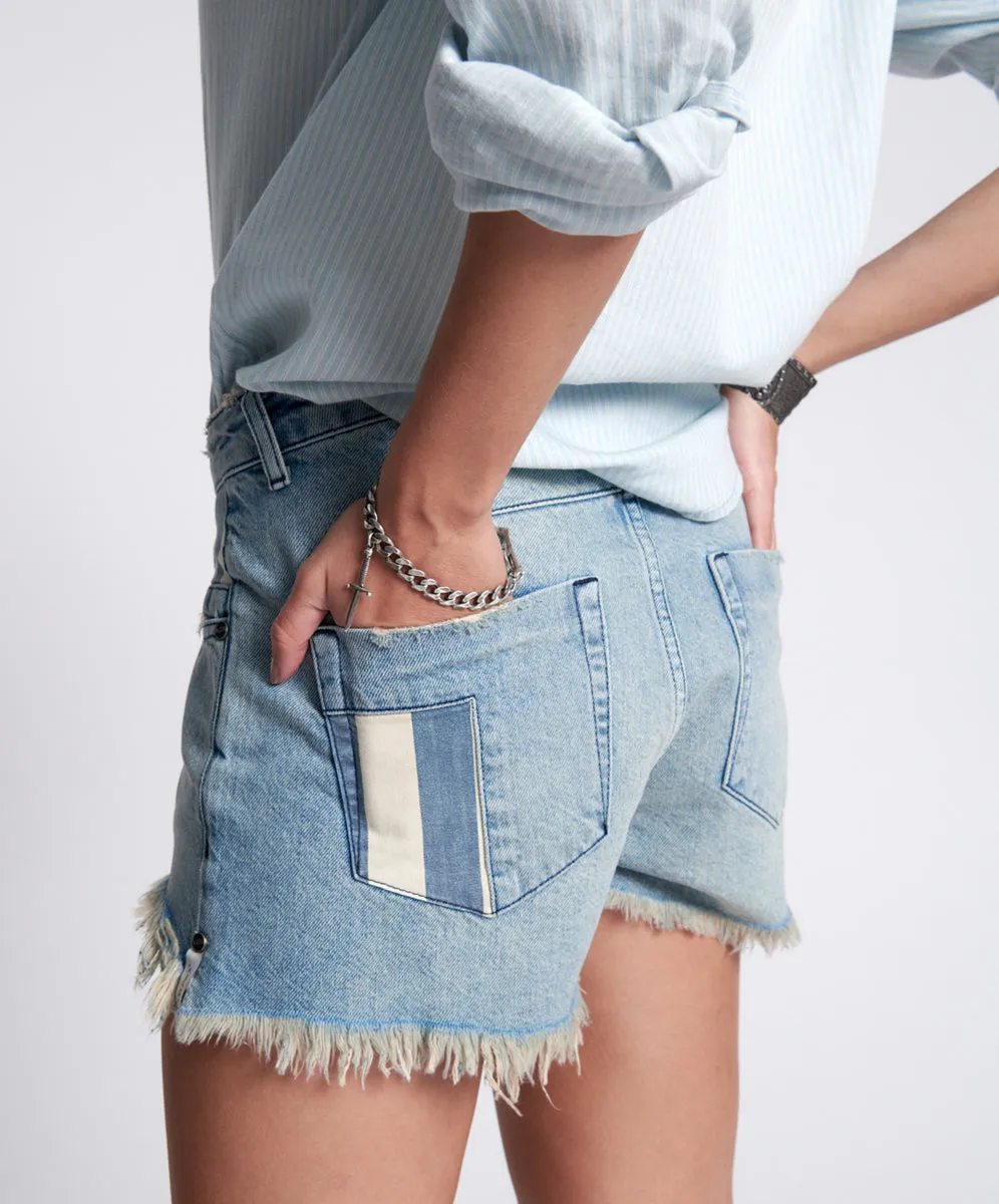 JAILBIRD LE WOLVES MID WAIST DENIM SHORTS sold by One Teaspoon product image thumbnail 4