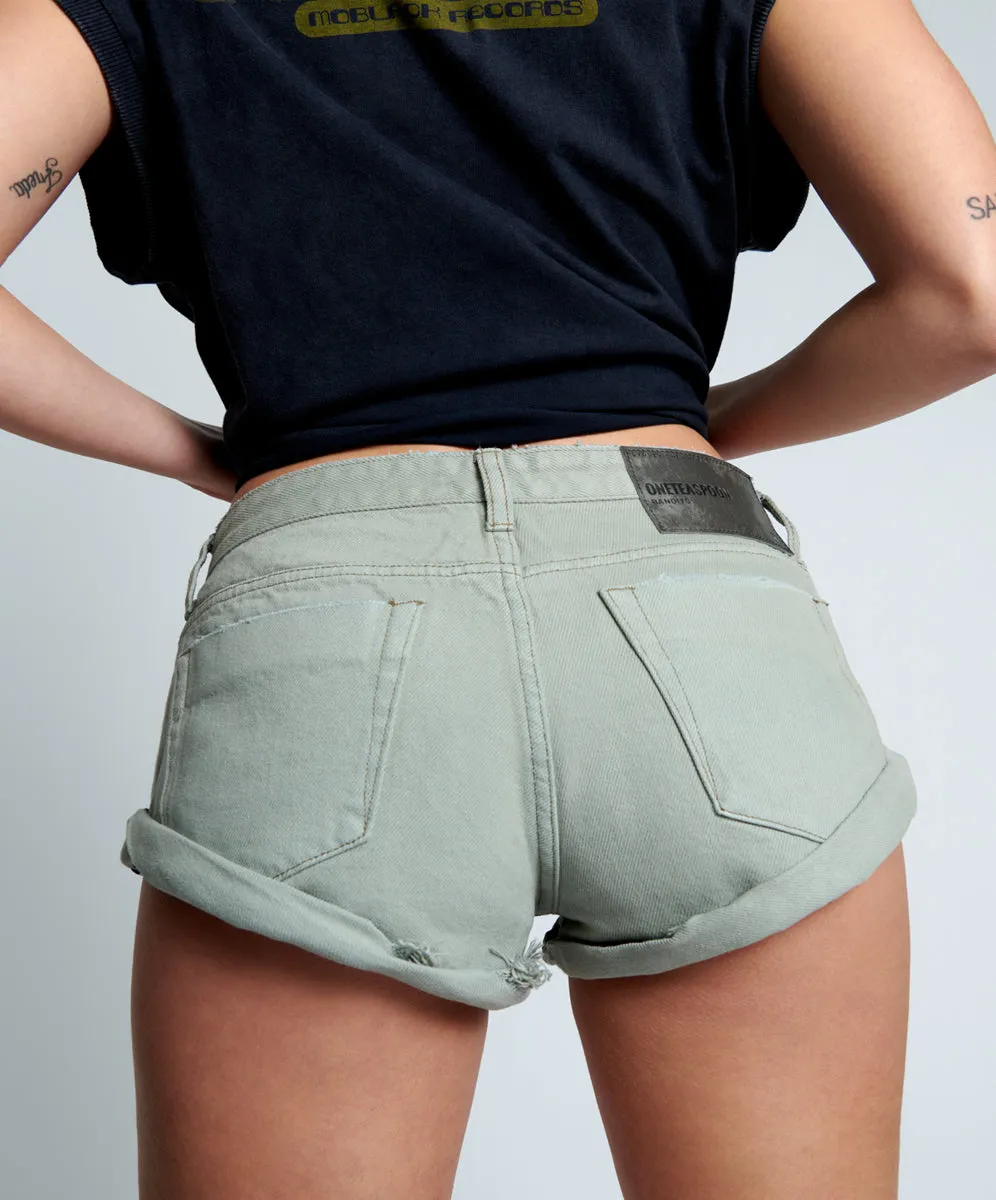 Bandits Low Waist Denim Shorts - Archived Faded Khaki sold by One Teaspoon product image thumbnail 2