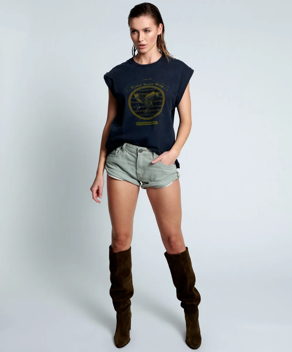 Bandits Low Waist Denim Shorts - Archived Faded Khaki sold by One Teaspoon