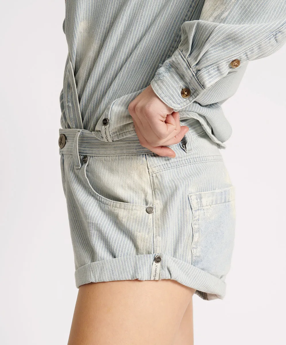 Bandits Low Waist Denim Shorts - Painters Stripe Blue sold by One Teaspoon product image thumbnail 3