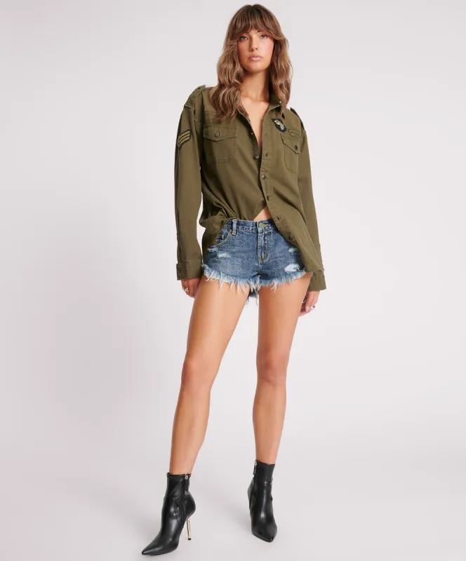 Dukes Low Waist Denim Shorts - Used Blue sold by One Teaspoon