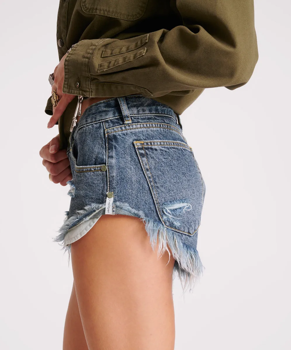 Dukes Low Waist Denim Shorts - Used Blue sold by One Teaspoon product image thumbnail 4