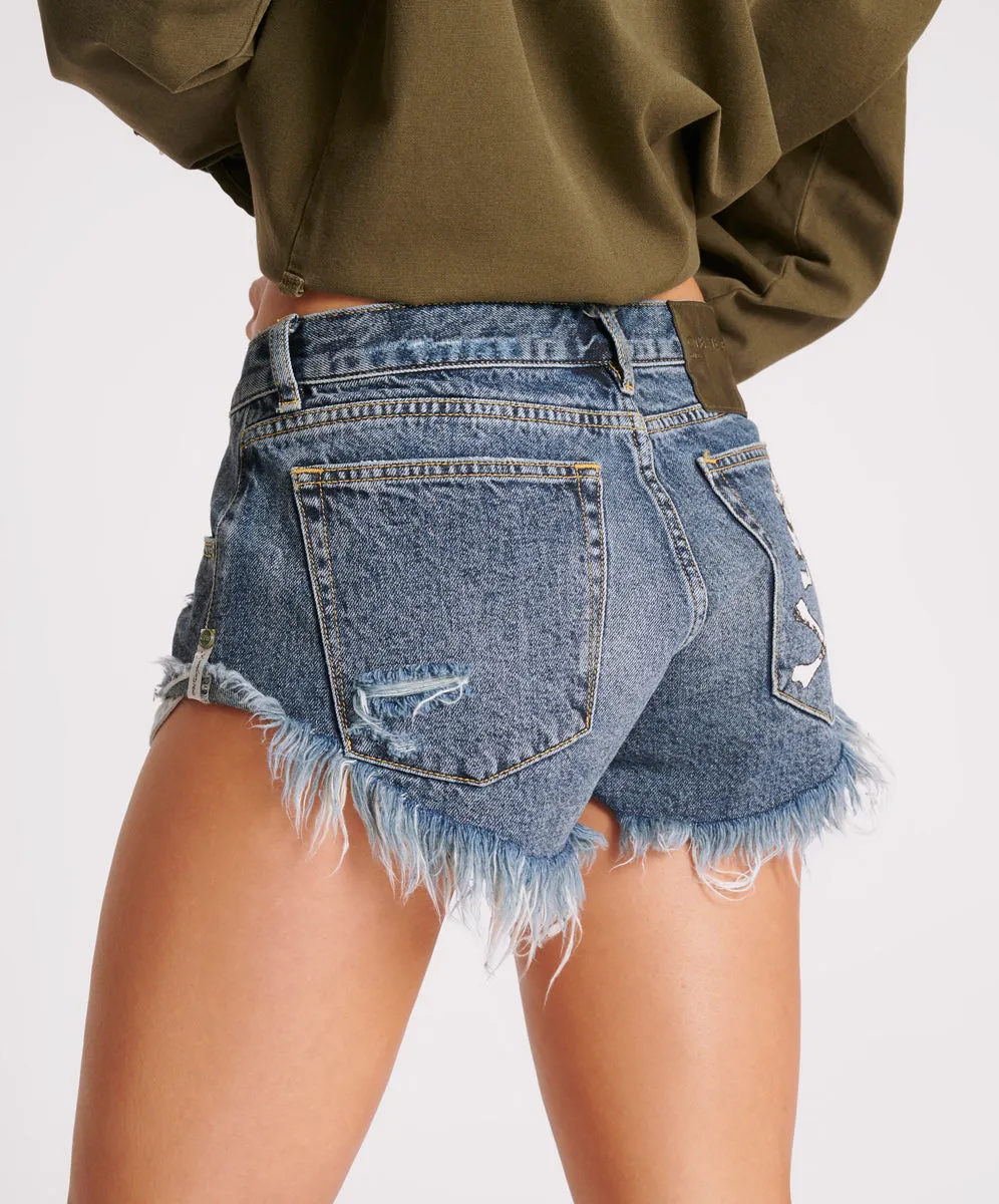 Dukes Low Waist Denim Shorts - Used Blue sold by One Teaspoon product image thumbnail 5