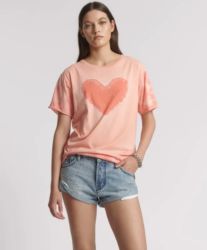 Heart Throb Tie Dye Boyfriend Tee - Coral Pink made by One Teaspoon