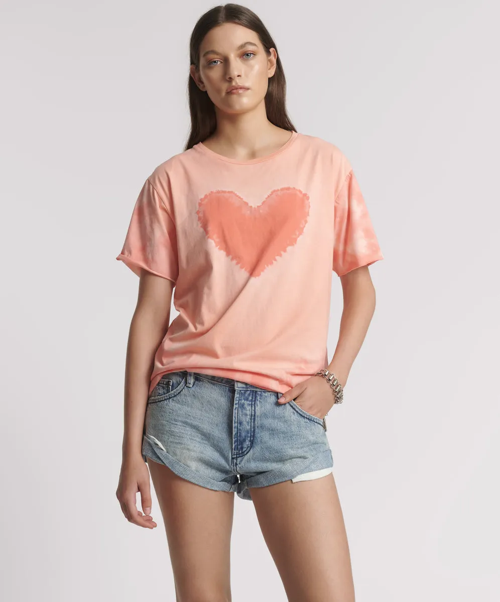 Heart Throb Tie Dye Boyfriend Tee - Coral Pink sold by One Teaspoon