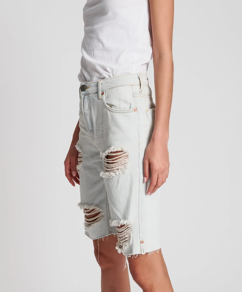 Long Truckers Mid Waist Long-Length Relaxed Denim Jorts - Brando Blue sold by One Teaspoon product image thumbnail 3
