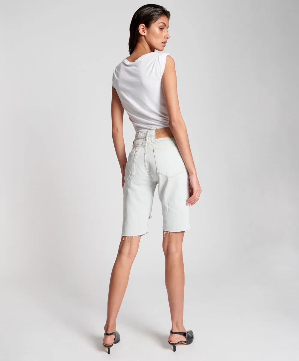 Long Truckers Mid Waist Long-Length Relaxed Denim Jorts - Brando Blue sold by One Teaspoon product image thumbnail 5