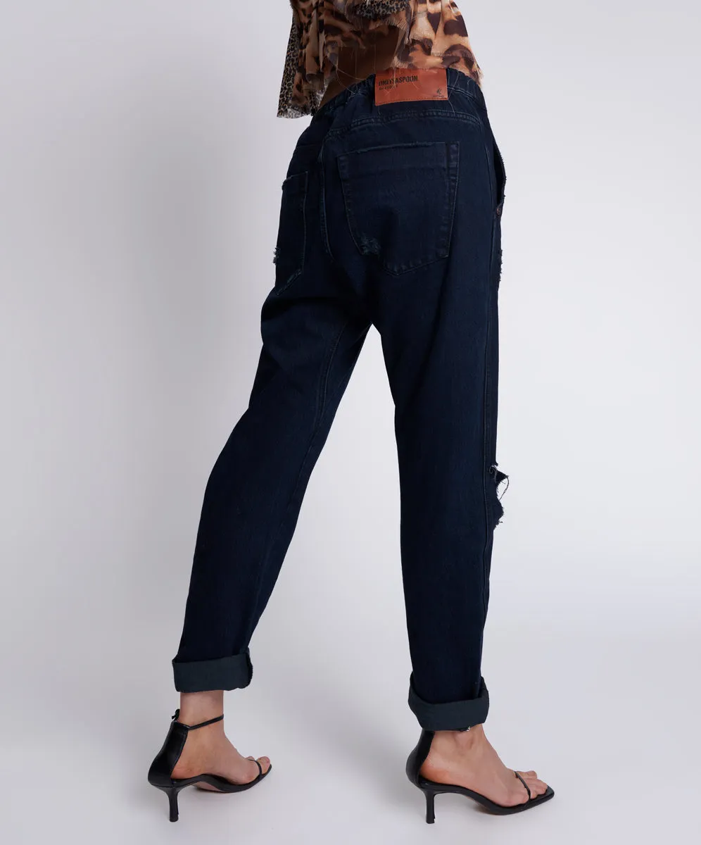 FOX BLACK SHABBIES DRAWSTRING BOYFRIEND JEANS sold by One Teaspoon product image thumbnail 3