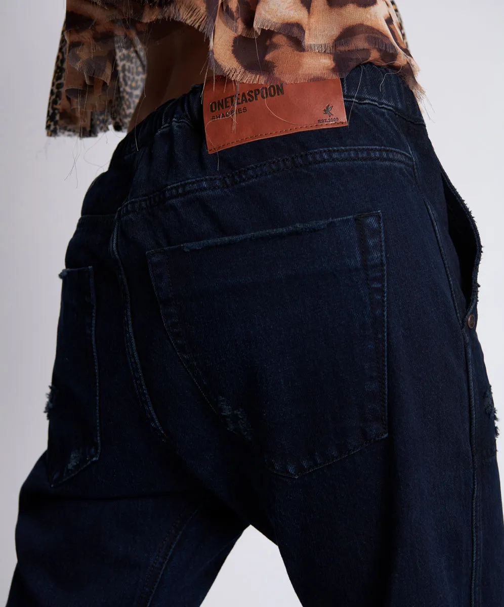 FOX BLACK SHABBIES DRAWSTRING BOYFRIEND JEANS sold by One Teaspoon product image thumbnail 5