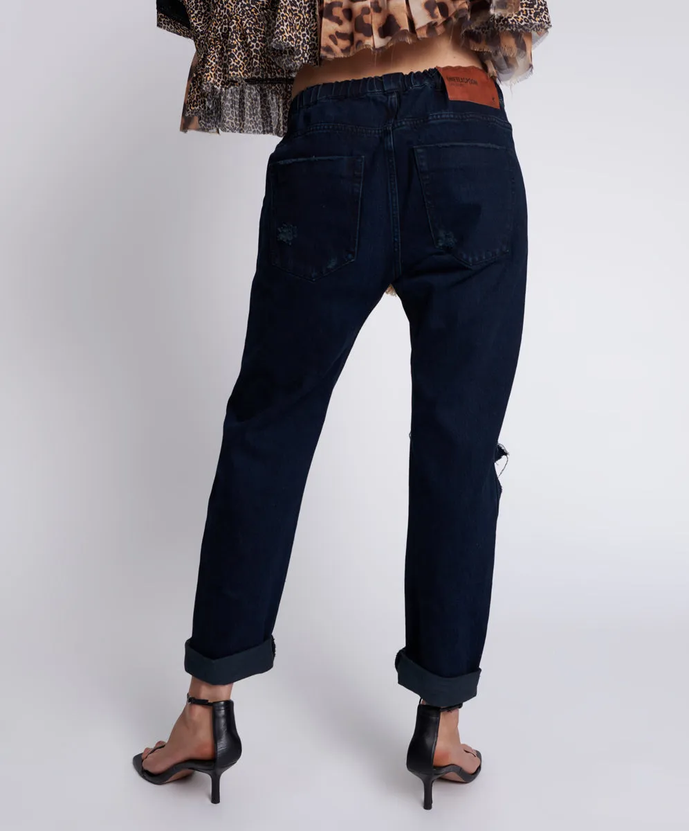 FOX BLACK SHABBIES DRAWSTRING BOYFRIEND JEANS sold by One Teaspoon product image thumbnail 4