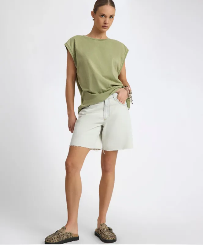 Jackson Mid Waist Wide Leg Shorts - Arctic Blue made by One Teaspoon