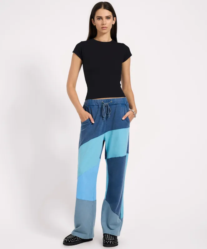 PATCHWORK WIDE LEG FLEECE SWEATPANTS sold by One Teaspoon