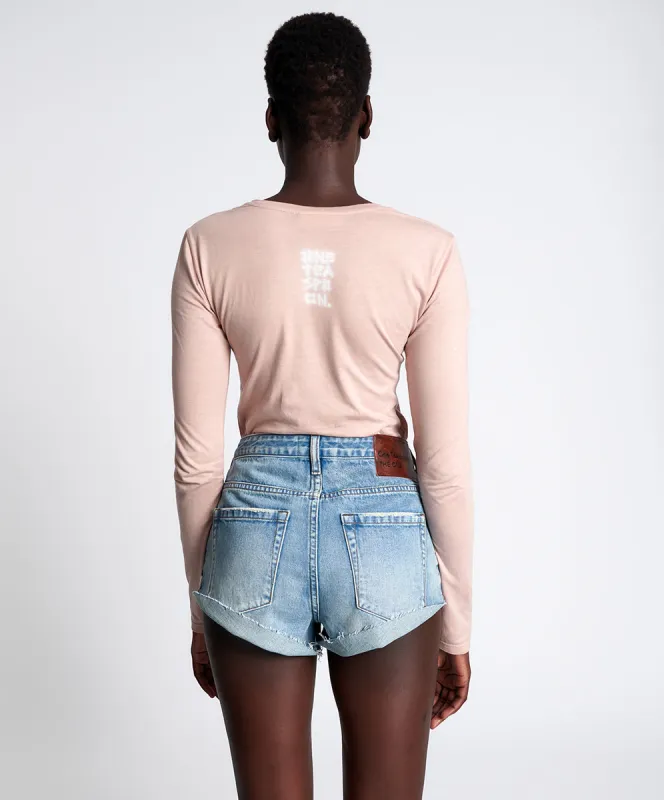 The One High Waist Cheeky Denim Shorts - Hendrixe sold by One Teaspoon