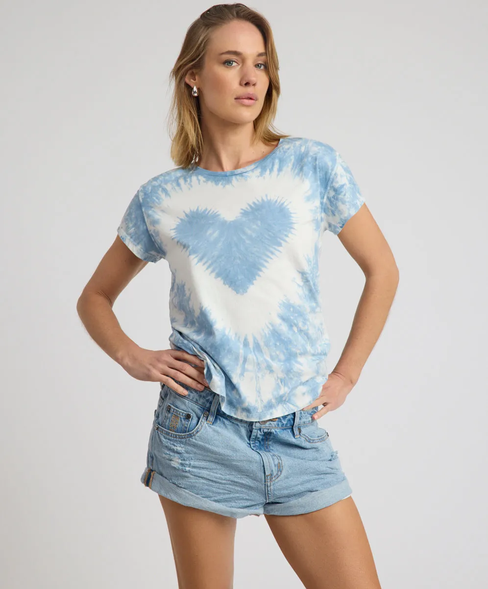 Heart Tie Dye Classic Tee - Faded Blue sold by One Teaspoon