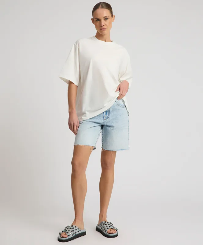 Jackson Mid Waist Wide Leg Shorts - Whisper Blue made by One Teaspoon