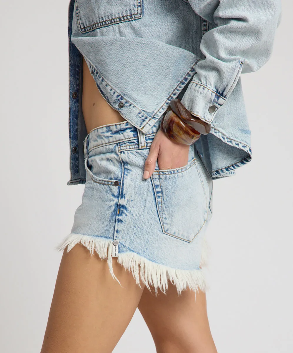 Bonitas Low Waist Denim Shorts - Whisper Blue sold by One Teaspoon product image thumbnail 5