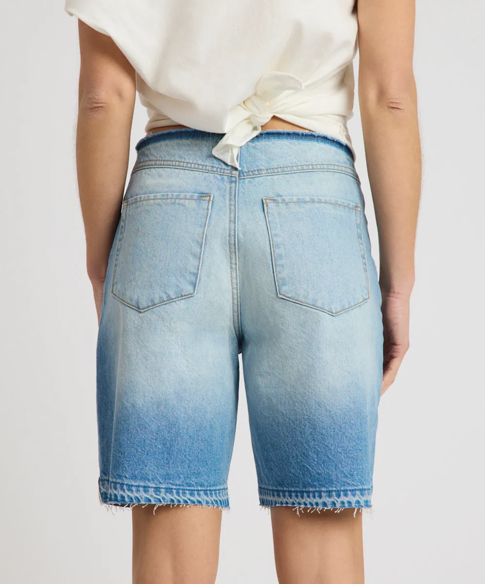 Rambler Mid Waist Wide Leg Boyfriend Denim Shorts - Endless Summer Blue sold by One Teaspoon product image thumbnail 4