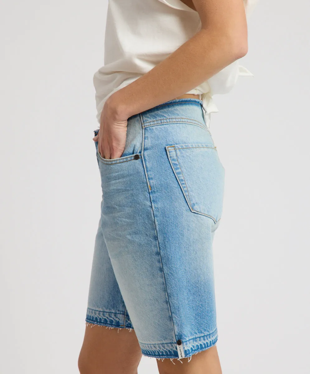 Rambler Mid Waist Wide Leg Boyfriend Denim Shorts - Endless Summer Blue sold by One Teaspoon product image thumbnail 3