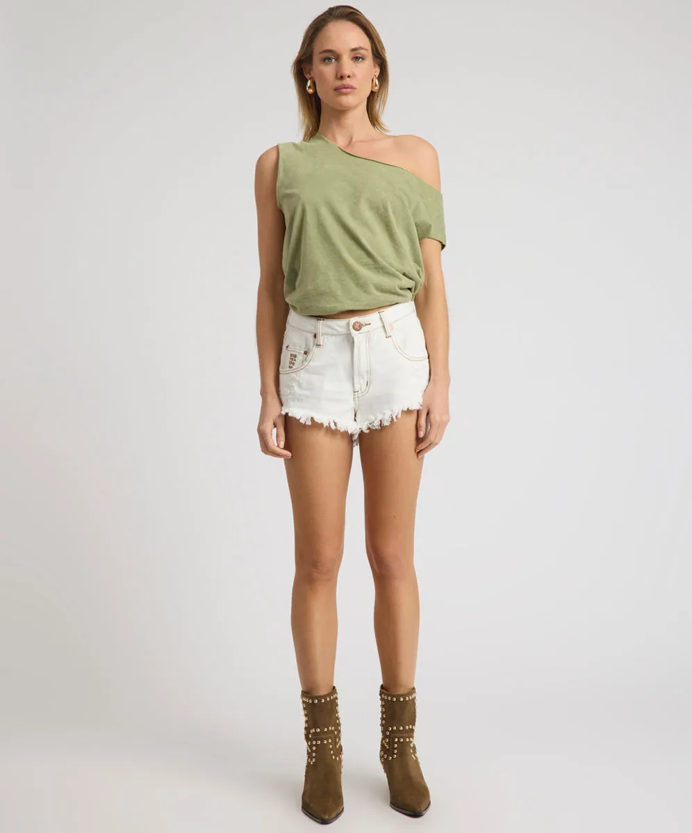 Renegades High Waist Denim Shorts - White Beauty sold by One Teaspoon product image thumbnail 2