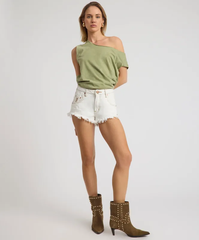 Renegades High Waist Denim Shorts - White Beauty made by One Teaspoon
