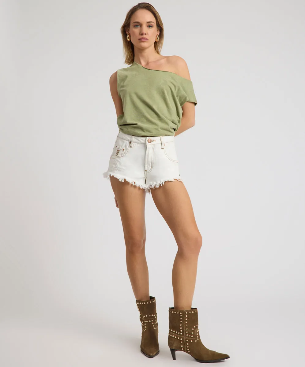 Renegades High Waist Denim Shorts - White Beauty sold by One Teaspoon