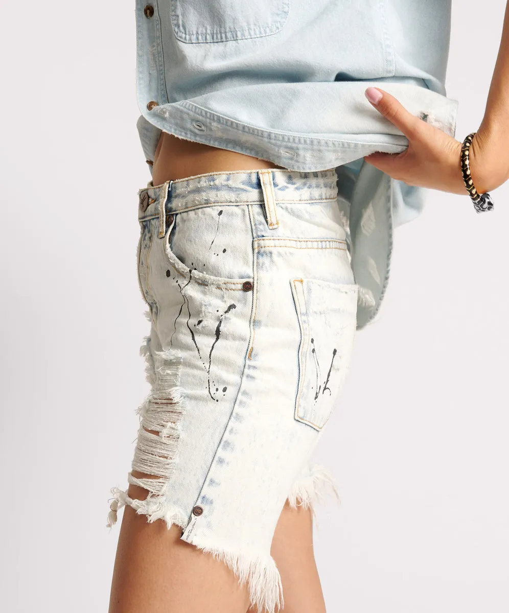 Stevies Low Waist Waist Long Length Boyfriend Denim Shorts sold by One Teaspoon product image thumbnail 3