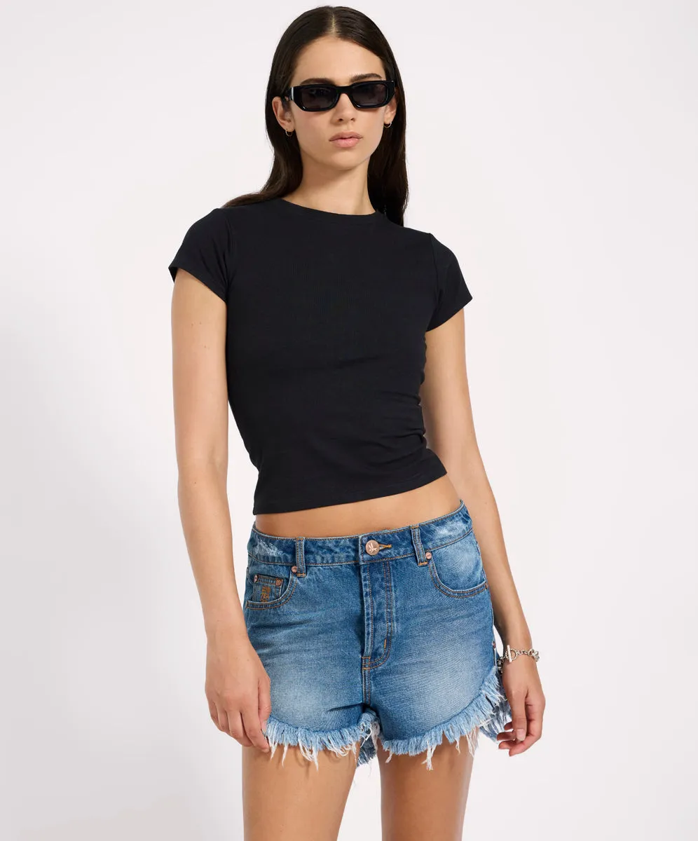 Outlaws Low Waist Mid Length Denim Shorts sold by One Teaspoon product image thumbnail 3