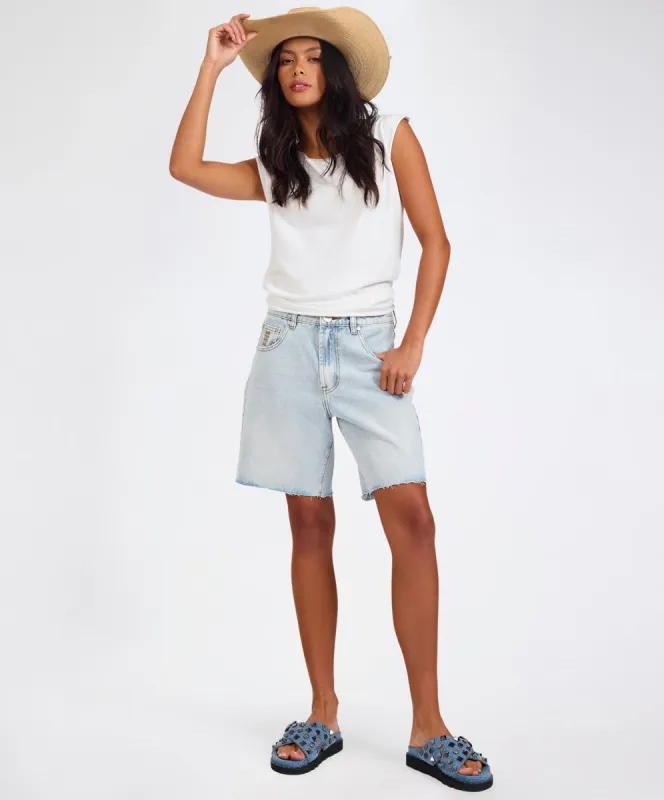 Jacksons Mid Waist Wide Leg Denim Shorts sold by One Teaspoon